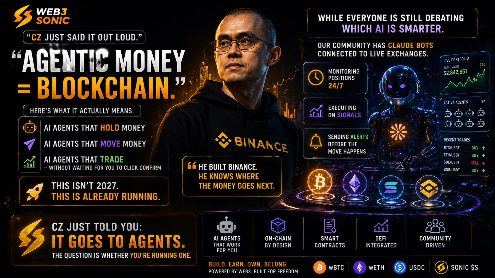 CZ just said it out loud: Agentic Money = Blockchain